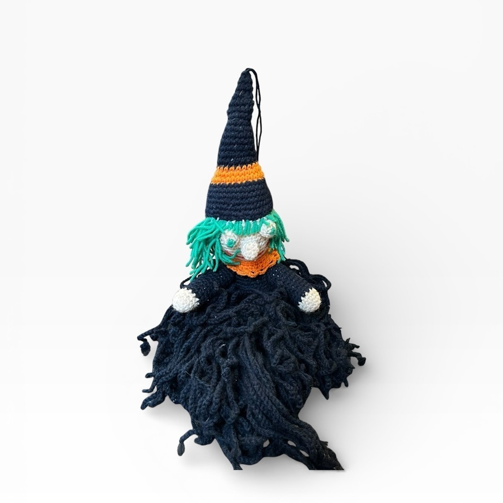 12” Crochet Halloween witch plush decor hanging